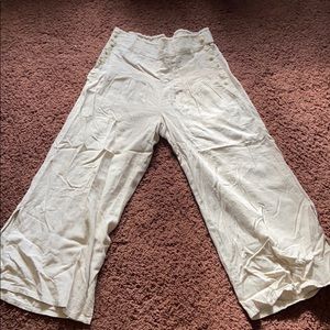 Khaki flare leg flowy pants